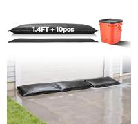 VEVOR Barrière Anti-inondation Activée par l'Eau, Sacs d'Inondation Lot de 10PCs 43x83 cm avec Seau, Barrière Absorbante l'Eau, Dispositif de Protection pour Porte, Sous-sol, Garage