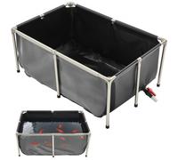 VEVOR Bassin à Poissons Hors Sol, Capacité 480 L, Étang à Poissons en Toile PVC, avec Panneau Transparent, Cadre en Acier Inoxydable, Vanne de Vidange, pour Élevage Poissons Rouges, Carpes, Koïs, Noir