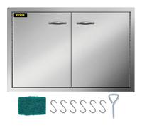 VEVOR BBQ Porte pour salle de bain Acier inoxydable 84x56cm Double portes Barbecue au charbon de bois Porte de nettoyage
