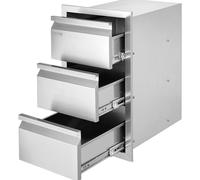 VEVOR Tiroir Inox Cuisine Extérieur Inox Encastrable 3 Espaces Poignée Acier 38x48x65cm