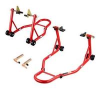 VEVOR Béquille Roue Avant Et Arrière Double Fourche Bras Oscillant Rouge Capacité 385,6kg Rouge