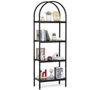 VEVOR Bibliothèque en métal, étagère industrielle arquée à 4 niveaux, bibliothèque de rangement vintage rustique avec étagères ouvertes, étagère de rangement sur pied, pour salon, chambre, bureau