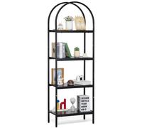 VEVOR Bibliothèque en métal, étagère industrielle arquée à 4 niveaux, bibliothèque de rangement vintage rustique avec étagères ouvertes, étagère de rangement sur pied, pour salon, chambre, bureau