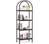VEVOR Bibliothèque en métal, étagère industrielle arquée à 4 niveaux, bibliothèque de rangement vintage rustique avec étagères ouvertes, étagère de rangement sur pied, pour salon, chambre, bureau