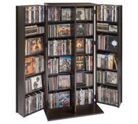 VEVOR Bibliothèque Étagère, Meuble de Rangement Multimédia à 6 Niveaux, Armoire Biblio pour CD, DVD, Livres, Jeux, avec Portes et Étagères Réglables pour Bureau, Studio, Salon, 610x368x1270 mm, Marron