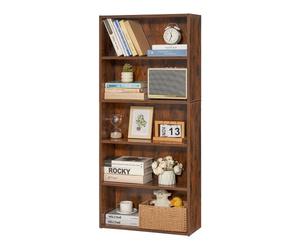 VEVOR Bibliothèque étroite à 5 niveaux, bibliothèque de rangement ouverte en bois avec étagère réglable en hauteur, 134,5 cm, étagère de rangement autoportante pour chambre, salon, bureau, marron