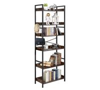 VEVOR Bibliothèque Industrielle, Étagère Échelle Vintage à 6 Niveaux, Meuble de Rangement Ouvert pour Livres Objets de Décoration Dossiers, Salon Chambre Cuisine Bureau, Structure en Métal, Marron