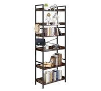 VEVOR Bibliothèque Industrielle, Étagère Échelle Vintage à 6 Niveaux, Meuble de Rangement Ouvert pour Livres Objets de Décoration Dossiers, Salon Chambre Cuisine Bureau, Structure en Métal, Marron