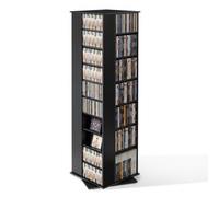 VEVOR Bibliothèque Multimédia Rotative, Meuble de Rangement pour CD DVD, Étagère Range BD Livres Dsiques Vinyles Cartouches de Jeu Collectionneur Salon Bureau, Tour de Rangement à 34 Compatiments