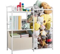 VEVOR Bibliothèque pour enfants avec rangement de jouets, bibliothèque à 2 étages avec coffre à jouets en tissu, étagère pour enfants Étagère de chambre d'enfant blanche, convient pour le salon Entrée