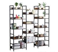 VEVOR Bibliothèque triple large en métal, étagère industrielle à 14 niveaux, grande bibliothèque de rangement vintage rustique avec étagères ouvertes, étagère de rangement sur pied, pour salon, bureau