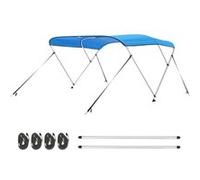 VEVOR Bimini Bateau 3 Arceaux 182x117x216-228cm Imperméable Sac Rangement Support Bleu Bleu