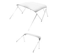 VEVOR Bimini pour bateau à 3 arceaux, 182 x 117 x 137-152 cm, taud de soleil avec cadre en alliage d'aluminium, toile en polyester 600D, sac de rangement, 2 poteaux de support, 4 sangles, gris clair