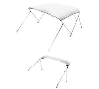 VEVOR Bimini pour bateau à 3 arceaux, 182 x 117 x 216-228 cm, taud de soleil avec cadre en alliage d'aluminium, toile en polyester 600D, sac de rangement, 2 poteaux de support, 4 sangles, gris clair