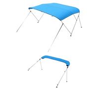 VEVOR Bimini pour Bateau à 3 arceaux, 182x117x170-182 cm, taud de Soleil avec Cadre en Alliage d'aluminium, Toile en Polyester 600D, Sac de Rangement, 2 poteaux de Support, 4 Sangles, Bleu Pacifique