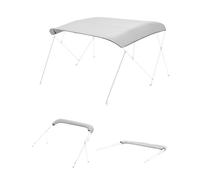VEVOR Bimini pour Bateau à 4 arceaux, 244 x 271 cm, taud de Soleil imperméable avec Toile en Polyester 600D, Pare-Soleil, Sac de Rangement, Compatible avec Les Bateaux de Large 246-262 cm, Gris Clair