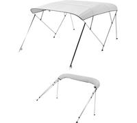 VEVOR Bimini Top couverture de bateau auvent (4 arcs), cadre aluminium, bimini top étanche avec sac de rangement, 185-198 cm (largeur) Gris clair