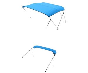 VEVOR Biminitop Bâche pour bateau (3 arcs), cadre en aluminium, biminitop étanche avec sac de rangement, 216-229 cm (B) Bleu