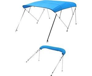 VEVOR Biminitop Bâche pour bateau (4 arceaux), cadre en aluminium, biminitop étanche avec sac de rangement, 201-213 cm (B) Bleu