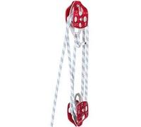 VEVOR Bloc à Double Poulie Avec Corde Tressée 1,2cm×46m Longueur de Rupture 3493kg/35kn Rouge et Blanc