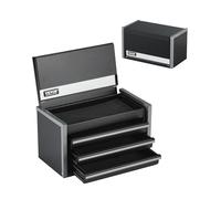 VEVOR Boîte à outils métal 218,4 mm – 3 tiroirs, doublure EVA, patins PP, noir
