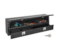 VEVOR Boîte à Outils pour Camion Benne, 183x32,5x53,5 cm, Coffre à Outils pour Pick-up en Aluminium Verrouillable avec Tiroirs Inférieurs, Porte Rabattable, Coffre de Rangement pour Camionnette, Noir