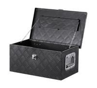 VEVOR Boîte à outils pour camion en aluminium, 508x304,8x241,3 mm, coffre de benne de pick-up verrouillage, plaqué à rayures avec poignées latérales et clés pour remorque camping-car camionnette, noir