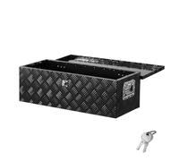 VEVOR Boîte à outils pour camion en aluminium, 762x330,2x243,84 mm, coffre de benne de pick-up plaqué à rayures, avec poignées latérales et clés de verrouillage, pour remorque, camping-car, noir