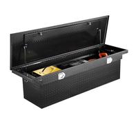 VEVOR Boîte à outils pour camion robuste en aluminium à texture diamant, 1815x699x474 mm, coffre à outils étanche pour benne de camionnette, camping-car, avec serrure, clés et poignées latérales, noir