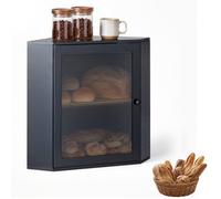 VEVOR Boîte à Pain d'Angle en Bois, Huche à Pain de Comptoir, 32x32x43 cm, Garde-pain Bagels pour Fraîcheur Plus Longtemps, Cuisine Maison Café, 2 Compartiments, Porte en Acrylique, Trous d'Aération