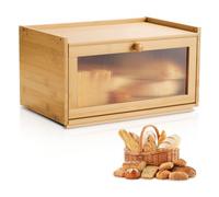 VEVOR Boîte à Pain pour Comptoir de Cuisine 1 Niveau, Récipient de Stockage pour Pain de Style Ferme, Grande Capacité, avec Panneau de Porte Ondulé en Acrylique, Rangement Alimentaire, Naturel