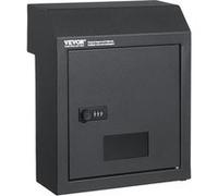VEVOR Boîte aux Lettres Encastrable Porte, 305x155x360 mm, Boîte de Dépôt de Courrier Travers la Porte, 43 mm, Acier Robuste, Verrou à Code Combinaison pour Lettres, Clés, Maison, Bureau, Gris Foncé