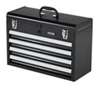 VEVOR Boîte à Outils Métal, 520 mm, Caisse à Outils Acier Portable avec 4 Tiroirs Coulissants Roulement à Billes, Petit Coffre à Outillage Multifonction, Doublure EVA, Finition Revêtement Poudre, Noir