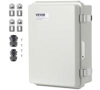 VEVOR Boîte de jonction électrique, 300x200x180 mm boîtier électrique plastique ABS couvercle à charnière, loquet en acier inoxydable, étanche IP67 à la poussière pour projets électriques extérieurs