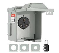VEVOR Boîte de prise de courant 30 A pour camping-car, 125/250 V, fermée verrouillable, panneau électrique NEMA TT-30R résistant aux intempéries, pour remorque, voiture électrique, prise certifiée UL