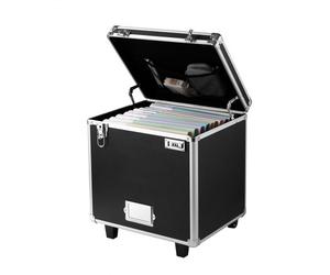 VEVOR Boîte de Rangement à Dossiers sur Roulettes, 39,6 x 32 x 38,1 cm, Mallette à Documents Mobile Verrouillable Portable avec Poignée Télescopique, Serrure, pour Bureau, Voyage Affaire, Déplacement
