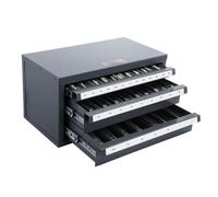 VEVOR Boîte de Rangement pour Fraises 1/8-1 pouce Coffret Vide pour Fraise à 3 Tiroirs 29 Compartiments Distributeur de Fraises 37,5x20x20 cm Identification Facile Empilable Rangement Atelier Usine