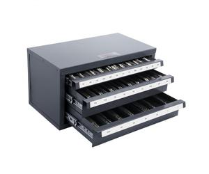 VEVOR Boîte de Rangement pour Fraises 1/8-1 pouce Coffret Vide pour Fraise à 3 Tiroirs 29 Compartiments Distributeur de Fraises 37,5x20x20 cm Identification Facile Empilable Rangement Atelier Usine