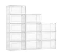 VEVOR Boîtes à Chaussures Empilables Lot de 12, Rangement Chaussures jusqu’à la Pointure US 13, en Plastique, avec Porte Magnétique, pour Ranger Talons Hauts, Bottes et Chapeaux, Blanc Transparent