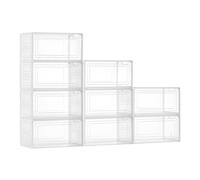 VEVOR Boîtes à Chaussures Empilables Lot de 9, Rangement Chaussures jusqu’à la Pointure US 13, en Plastique, avec Porte Magnétique, pour Ranger Talons Hauts, Bottes et Chapeaux, Blanc Transparent