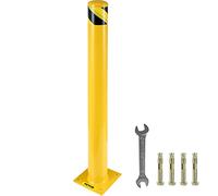 VEVOR Bollard de Sécurité 107x11,4 cm, Borne de Sécurité en Tube d’Acier Durable, Revêtement en Poudre Jaune, Barrière de Sécurité avec 4 Boulons d'Ancrage pour Parking Stationnement Piétons Écoles