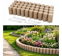 VEVOR Bordure de Jardin Imitation Bois 4,18 m Bordure de Parterre Aspect Bois Plastique PE pour Pelouse Massifs Allée, Lot de 4, 10 Briques par Section 1045x190x95 mm, 32 Piquets, sans Creuser, Beige