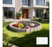 VEVOR Bordure de Jardin Imitation Pierre 4,7 m Bordure de Parterre Aspect Pierre Plastique pour Pelouse Allée, Lot de 4, 6 Briques par Section 1190x155x100 mm, 9 Piquets, 1 Embout, sans Creuser, Beige