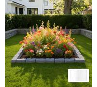 VEVOR Bordure de Jardin Imitation Pierre 4,7 m Bordure Parterre Aspect Pierre Plastique pour Pelouse Allée, Lot de 4, 6 Briques par Section 1180x95x57 mm, 16 Piquets, 4 Angles, sans Creuser, Gris Grès