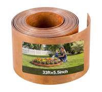 VEVOR Bordure de Jardin Métal 10 m x 14 cm Bordure de Pelouse Acier au Carbone pour Massifs de Fleurs, Allées, Délimitation Espace, Aménagement Paysager, Flexible, avec Paire de Gants, Couleur Rouille