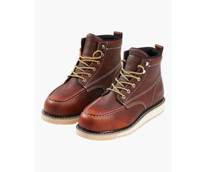 VEVOR Bottes à embout en acier, taille US 11, bottes de travail à bout mocassin imperméables pour hommes, antidérapantes, légères et respirantes à semelle en caoutchouc EVA, pour construction, marron