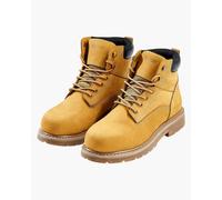VEVOR Bottes à embout en acier, taille US 8,5, bottes de travail imperméables pour hommes, antidérapantes, légères et respirantes à semelle en caoutchouc, pour construction industrielle, marron jaune