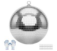 VEVOR Boule à Facettes 300 mm, Boule Disco Argentée Réfléchissante, avec Anneau de Suspension, Facettes Miroir de 2 Tailles, pour Mariage, Anniversaire, Fête, DJ, Club, Scène et Décoration Intérieure