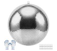 VEVOR Boule à Facettes 500 mm, Boule Disco Argentée Réfléchissante, avec Anneau de Suspension, Facettes Miroir de 2 Tailles, pour Mariage, Fête, Anniversaire, DJ, Club, Scène et Décoration Intérieure