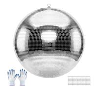 VEVOR Boule à Facettes 600 mm, Boule Disco Argentée, Anneau de Suspension | pour Mariage, Anniversaire, Fête, Club, DJ, Scène et Décoration Intérieure, Effet Réfléchissant, Facettes Miroir de 2 Tailles